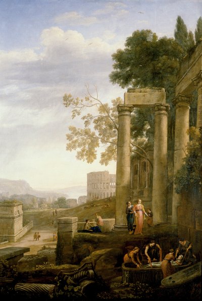 Landschap met de begrafenis van de heilige Serapia door Claude Lorrain